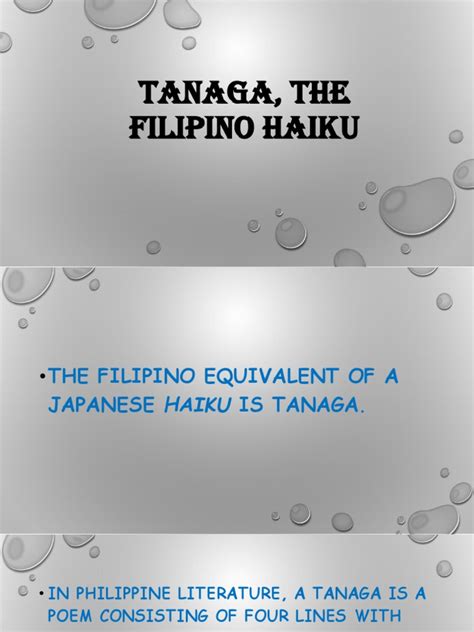 Tanaga, the Filipino Haiku .